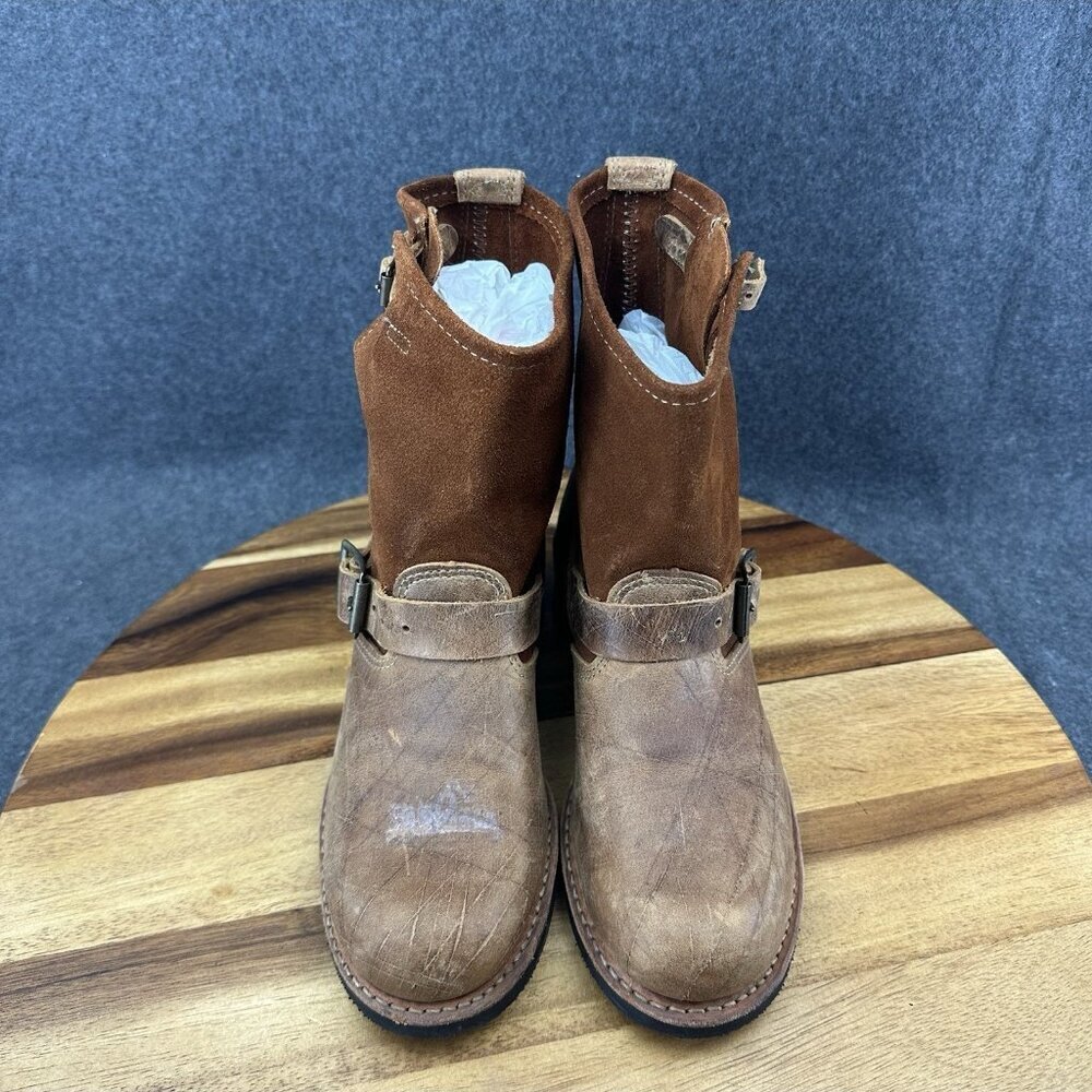 Vintage Distressed Moto Engineer Boots Brown Leather Suede MaxiTred Women's 7M - Picture 4 of 11